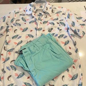 Boys shorts & button down set size 14